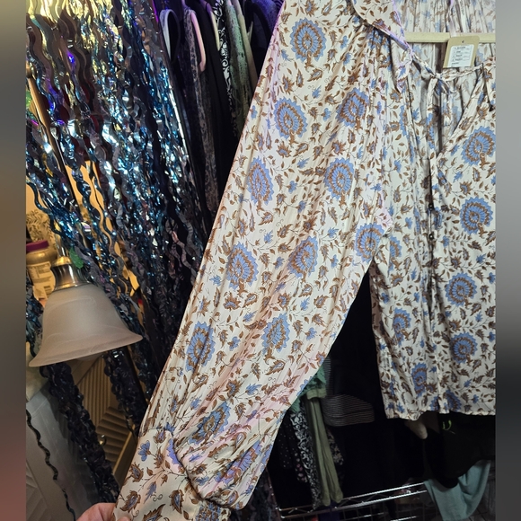 #0158 XLPetite NWT ANTHROPOLOGIE Button Down 1/2 Smock Wrists, Ruffle Collar - Picture 10 of 16